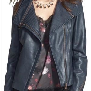 Sam Edelman Navy Blue Leather Jacket